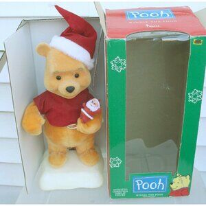 Winnie the Pooh with Santa Puppet 16" Holiday Animated Figure Telco Motions